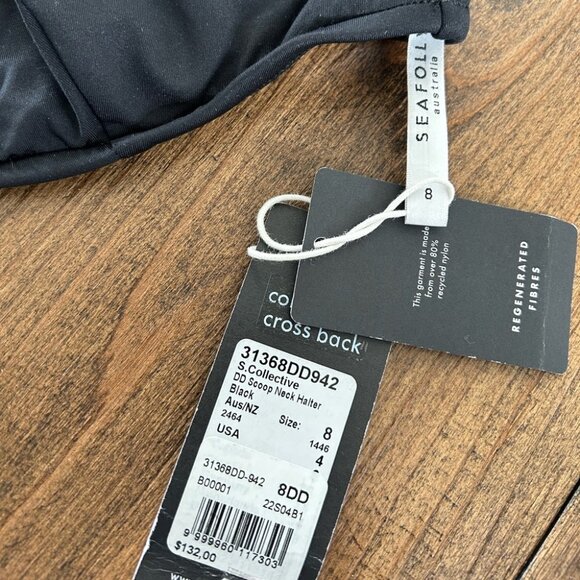 Seafolly Collective DD Scoop Neck Halter Top - Black| size 8 DD - Picture 5 of 6